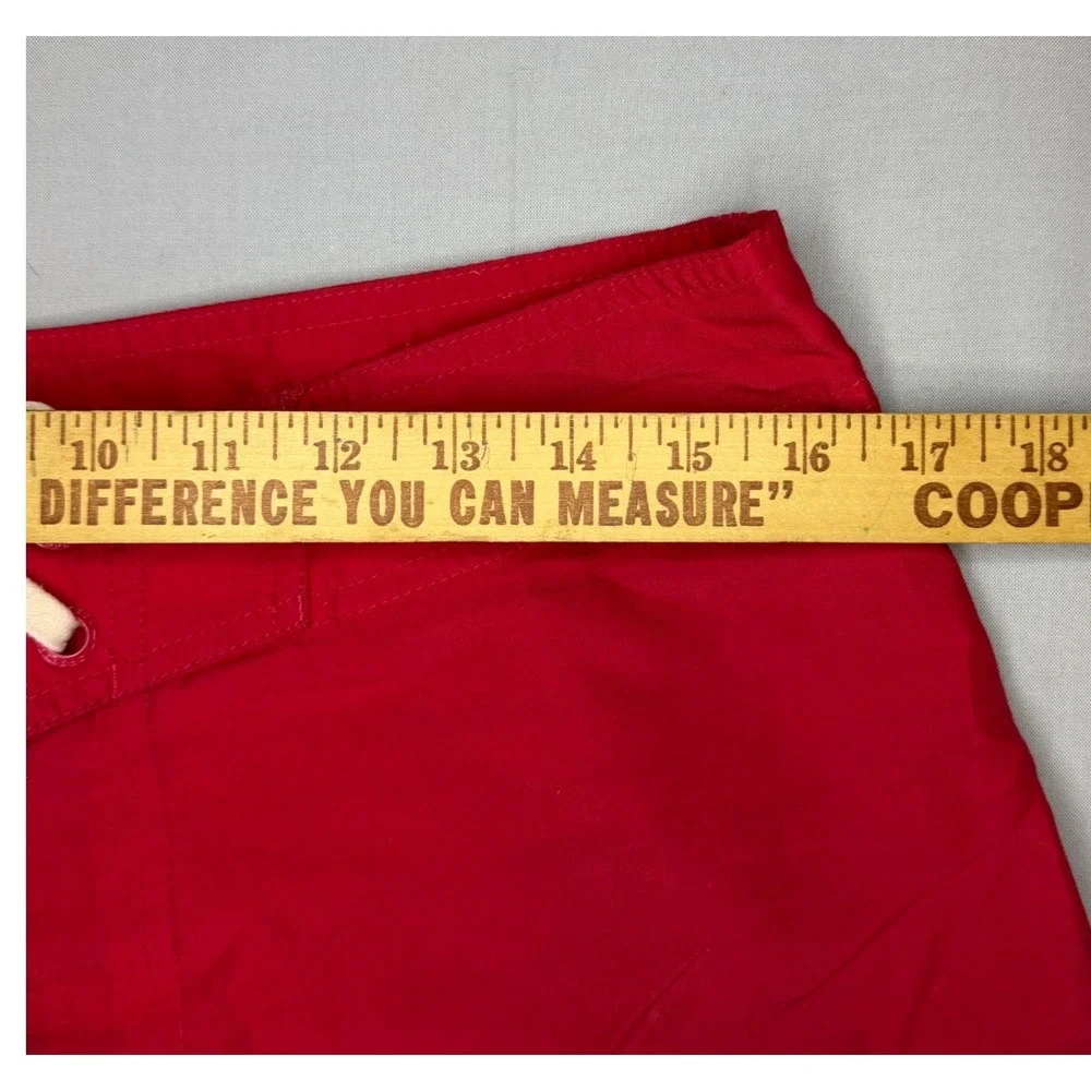 Y2K Speedo Lifeguard Board Shorts Mens 33 Red Guard Swim Trunks Beach Surf Cargo